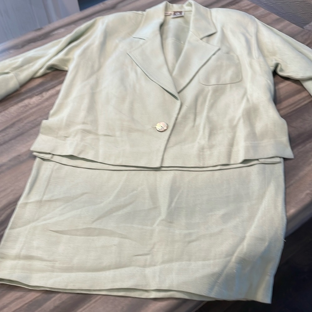 Vintage Anne Klein Petite Linen Suit with Skirt and Jacket
